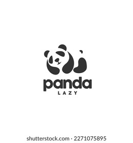 Cute lazy panda logo silhouette design inspiration