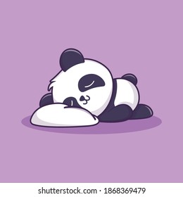 Cute Lazy Panda Sleeping Cartoon Animal Icon Concept Isolated . Flat Cartoon Style