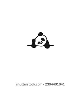 Cute lazy panda sleeping cartoon, vector illustration