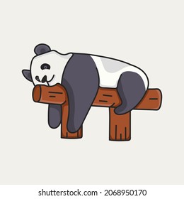 Cute Lazy Panda Sleeping Illustration