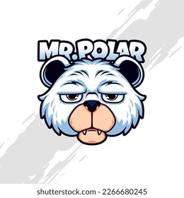 Cute Lazy Polar Bear Head Mascot