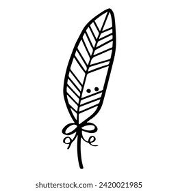 cute leaf abstract art boho nursery element. doodle kid hand drawn style.