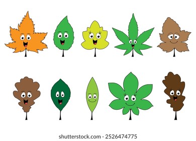 Diseño de ilustración de dibujos animados de hoja linda