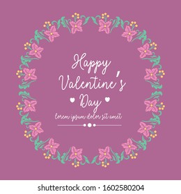 Cute leaf and floral frame design, for happy valentine greeting card design. Vector