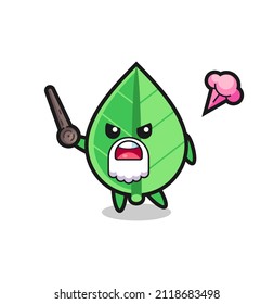 cute leaf grandpa is getting angry , cute style design for t shirt, sticker, logo element