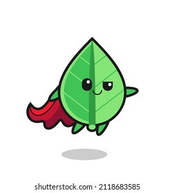 el personaje de superhéroe de la hoja linda está volando , diseño de estilo lindo para camisetas, pegatinas, elemento logo