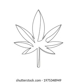 Cute leaf of weed. Isolated outline herb in the white background. Flat style illustration.