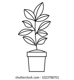 cute leafs in pot decorative icon
