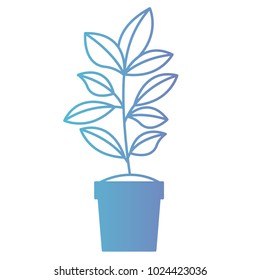cute leafs in pot decorative icon