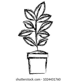 cute leafs in pot decorative icon