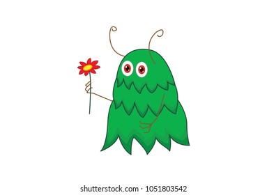 Cute Leafy Mutant Character. Vector Illustration. Isolated on white background.
