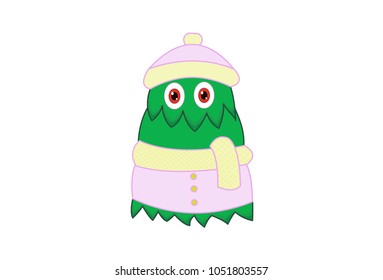 Cute Leafy Mutant Character. Vector Illustration. Isolated on white background.