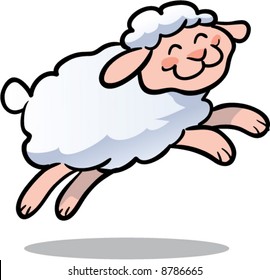 cute leaping lamb vector illustration