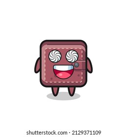 cute leather wallet character with hypnotized eyes , cute style design for t shirt, sticker, logo element