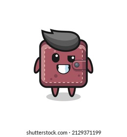 cute leather wallet mascot with an optimistic face , cute style design for t shirt, sticker, logo element