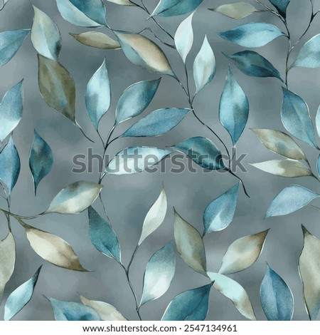 Cute leave seamless watercolor pattern on watercolor background. Flower vector illustration. Watercolor print in rustic vintage style, textile or wallpapers.