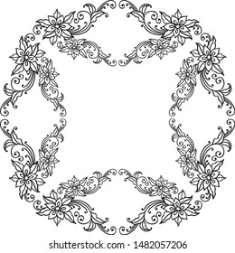 Cute leaves flower frame, style unique and elegant. Vector