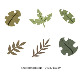 Cute leaves and twigs set. colorful vector illustration for kids, flat style. baby design for cards, print, posters, logo, cover