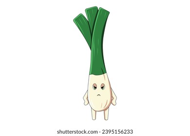 Cute Leek Character Design Illustration