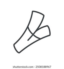 Cute leek icon. Hand drawn monochrome illustration of a vegetable isolated on a white background. Vector 10 EPS.