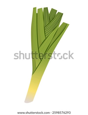 Cute leek icon isolated on white background. Trendy modern style. Healthy organic vegan food, fresh green vegetable. For infographics, identity decoration, social media post menu, recipe design	