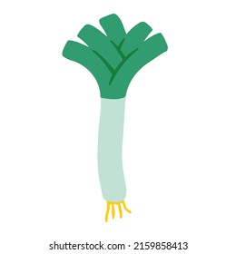 Cute leek icon. Vector flat hand drawn illustration in cartoon style	