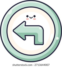Linda ilustración de dibujos animados de flecha de giro a la izquierda para navegación y diseño de tráfico