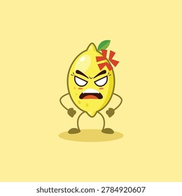The cute Lemon angry. Mad expression
