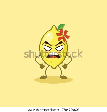 The cute Lemon angry. Mad expression