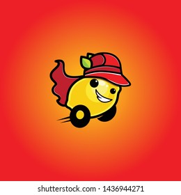 CUTE LEMON CAR DESIGN VECTOR MASCOT.