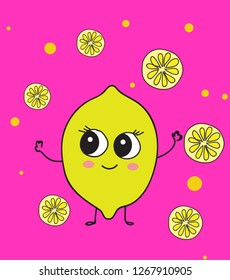 Cute lemon cartoon character