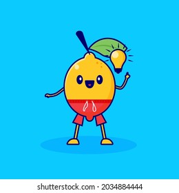 un personaje de dibujos animados de limón lindo recibe una idea