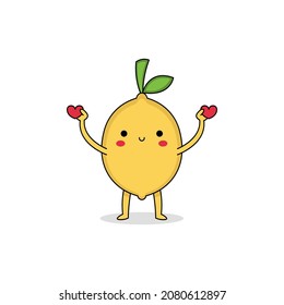 Cute lemon cartoon character spreading love