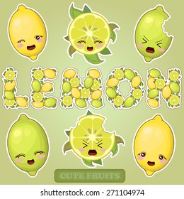 Cute lemon cartoon characters