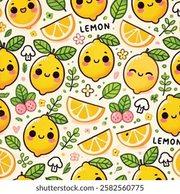 cute lemon cartoon seamless pattern 