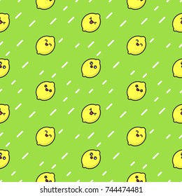 Cute lemon cartoon vector seamless background