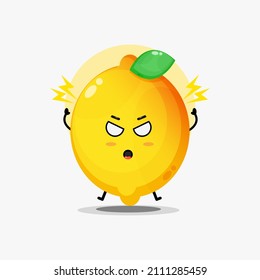 Cute lemon character is angry