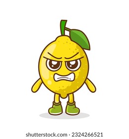 cute lemon character with angry expression, mouth wide open. suitable for emoticon, logo, mascot, sticker