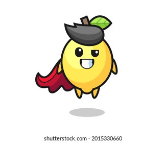 the cute lemon character as a flying superhero , cute style design for t shirt, sticker, logo element