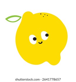 Cute lemon character. Food design. Flat illustration on white background.
