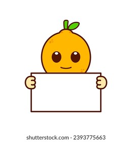 Cute Lemon Character Holding a Blank Sign