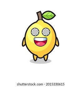 cute lemon character with hypnotized eyes , cute style design for t shirt, sticker, logo element