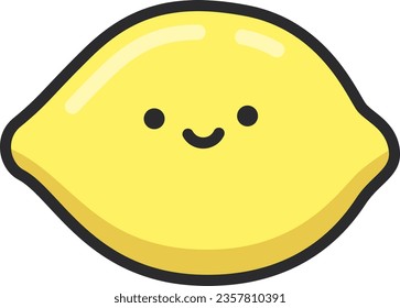 Cute lemon character isolated on white background. Vector illustration in flat style.