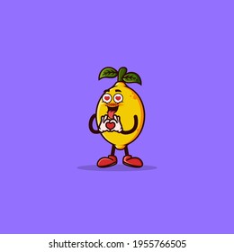 Cute Lemon character with love emote. Fruit character icon concept isolated. flat cartoon style Premium Vector