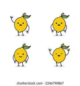 cute lemon character mascot vector illustration collection, great for fruit concept, kids and more