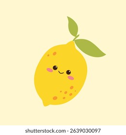 Cute Lemon Character on isolated background. Vector illustration cartoon flat style