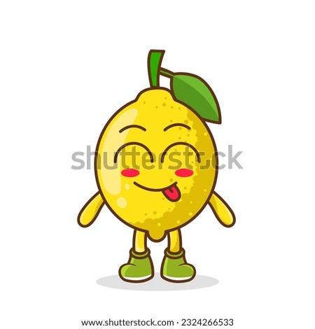 Cute lemon character is teasing and sticking out his tongue. eyes closed tongue out emoji