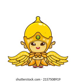 cute lemon character. vegetable and fruit mascot with leaf wings. illustration in kawaii style. suitable for animation, children's content and all ages. for making cute patterns, bg, gift wrap
