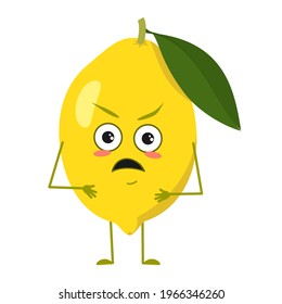 Cute Lemon Characters Angry Emotions Face Stock Vector (Royalty Free ...