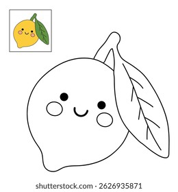 Cute Lemon coloring pages for kids. Trace and color Lemon. Lemon fruit flashcard for kids vector illustration. Letters L is for Lemon. Fun fruit summer worksheets printable for kids activity.